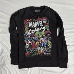 Marvel Black Graphic Sweatshirt with Colorful Characters